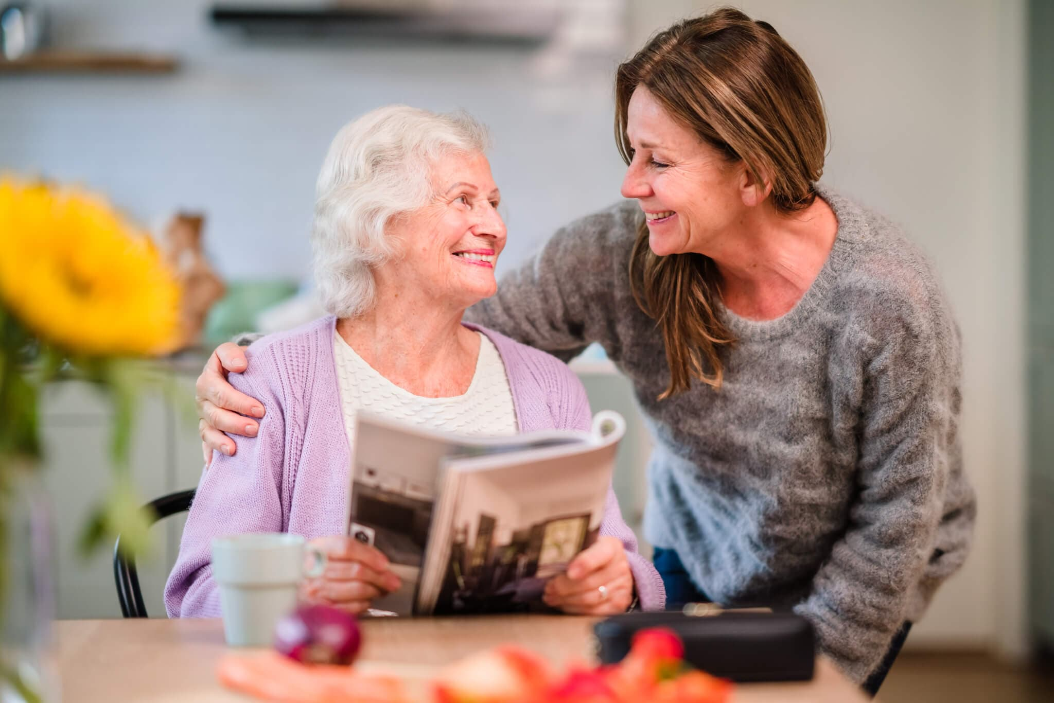 Care professional with client